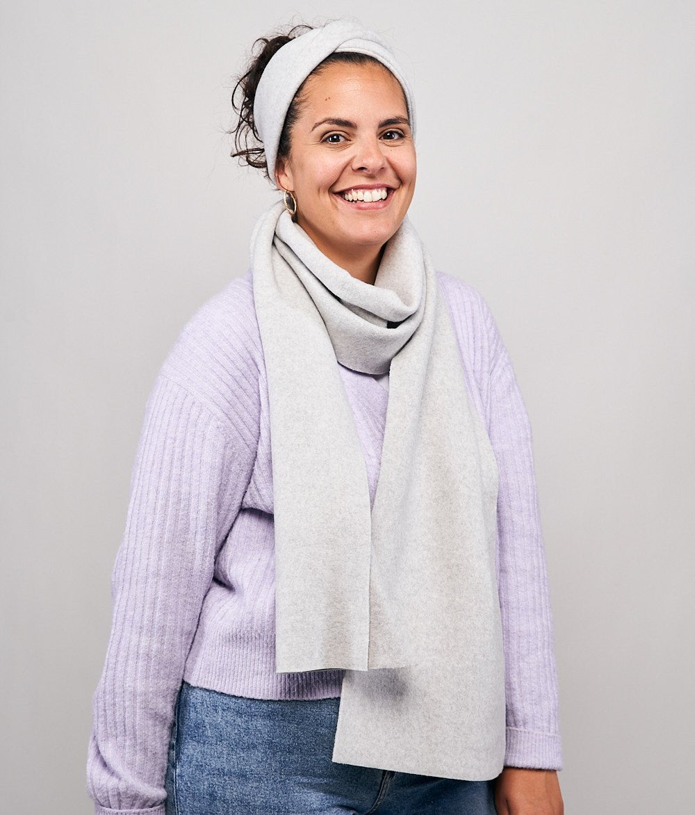 Stirnband Twist & Schal aus Bio Baumwolle - obumi - Light Grey