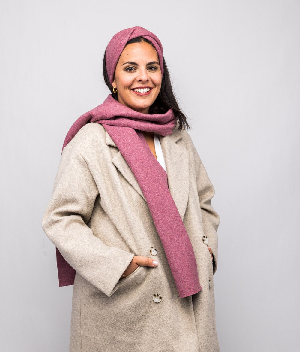 Stirnband Twist & Schal aus Bio Baumwolle - obumi - Rosa Melange