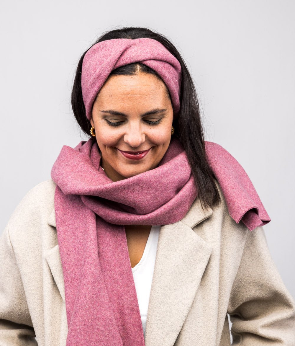 Stirnband Twist & Schal aus Bio Baumwolle - obumi - Rosa Melange