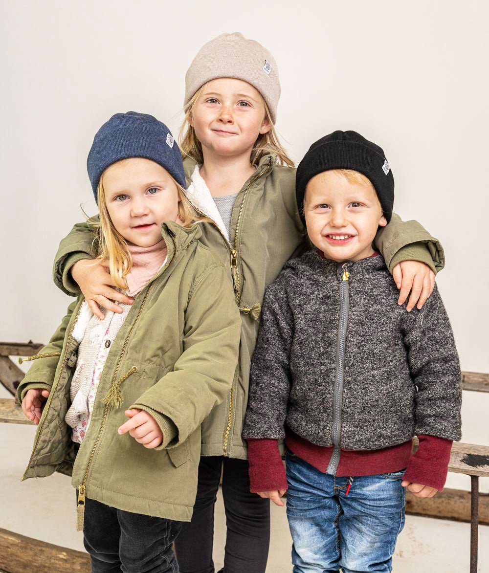 Beanie Feinstrick aus Bio Baumwolle - Mütze - obumi - 702 - Beige Melange