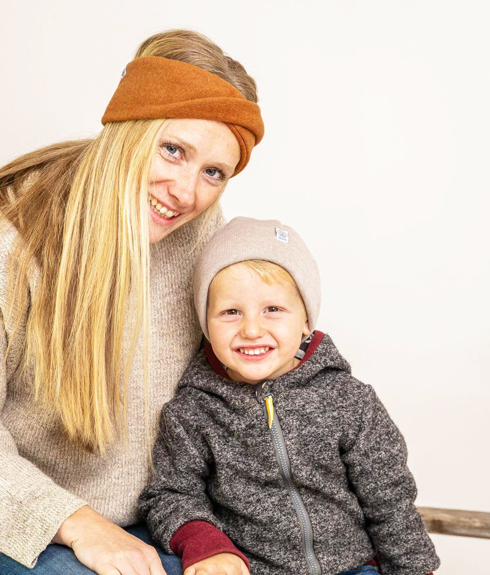 Beanie Feinstrick aus Bio Baumwolle - Mütze - obumi - 717 - Beige Melange