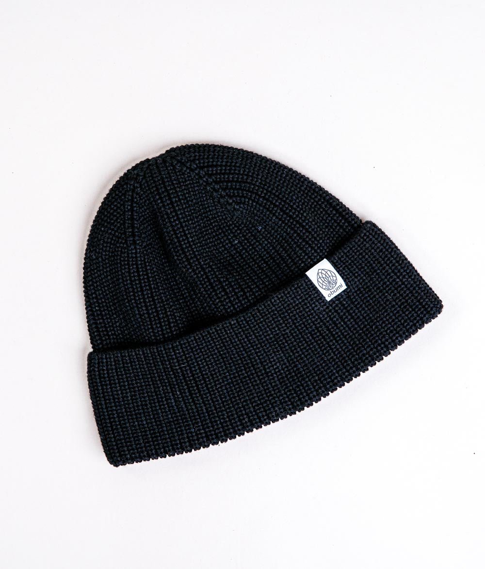 Beanie Grobstrick aus Bio Baumwolle - Mütze - obumi - 730 - Black