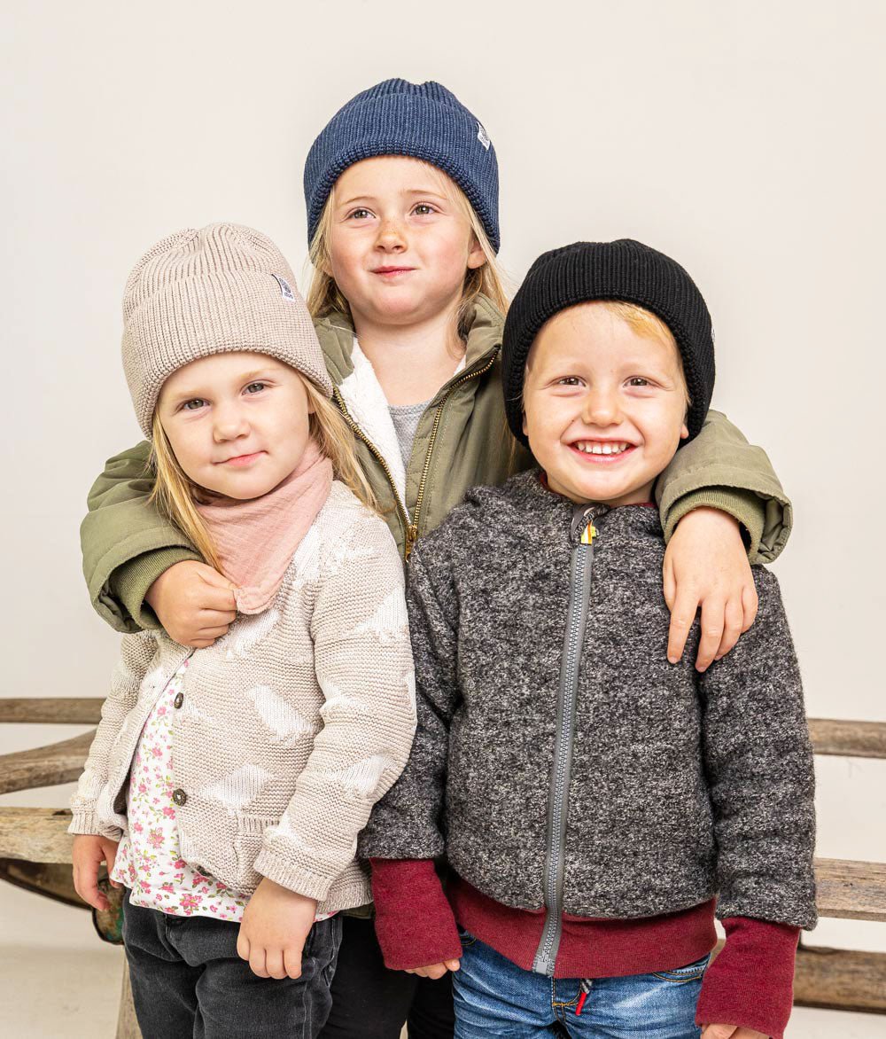 Beanie Grobstrick aus Bio Baumwolle - Mütze - obumi - 730 - Black