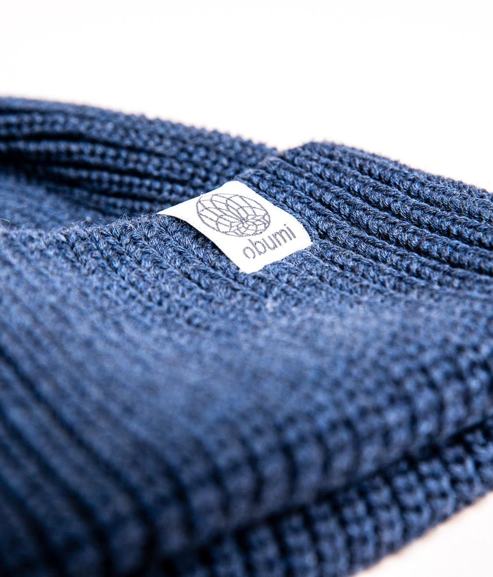 Beanie Grobstrick aus Bio Baumwolle - Mütze - obumi - 731 - Blue Melange