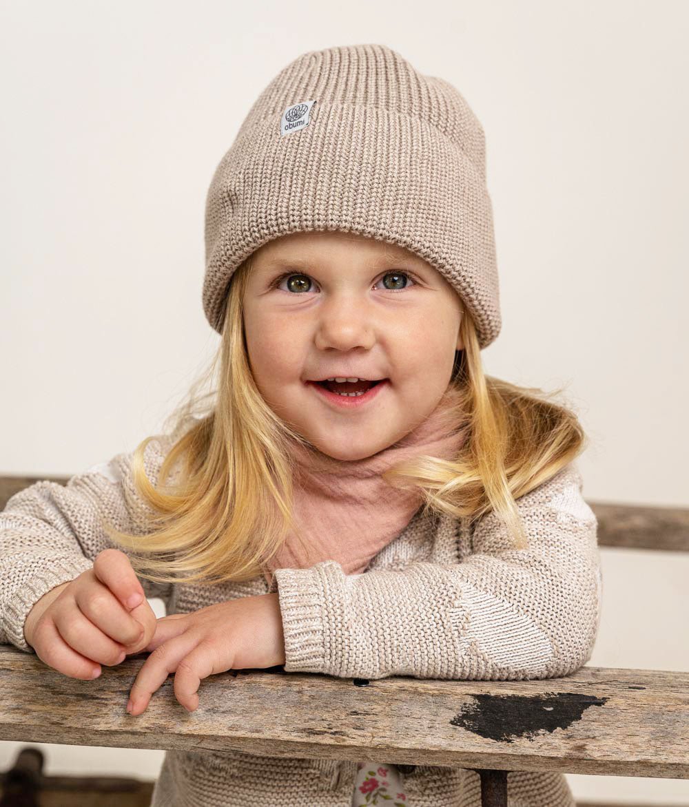 Beanie Grobstrick aus Bio Baumwolle - Mütze - obumi - 731 - Blue Melange