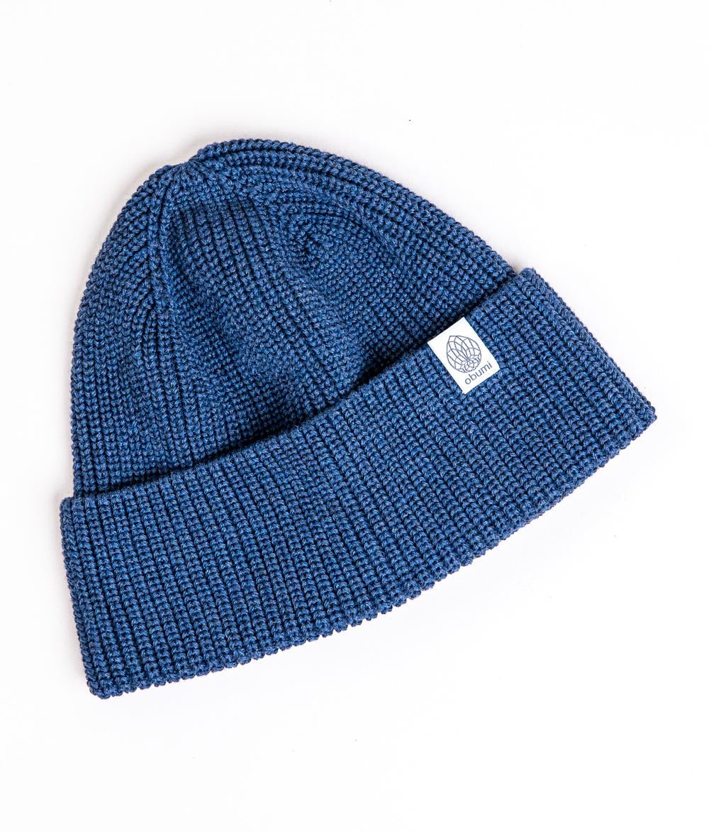 Beanie Grobstrick aus Bio Baumwolle - Mütze - obumi - 731 - Blue Melange