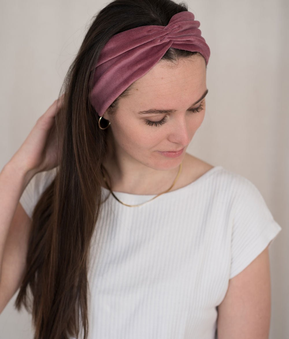 Haarband Bow aus Bio Samt - Haarbänder - obumi - 456 - Dusty Rose