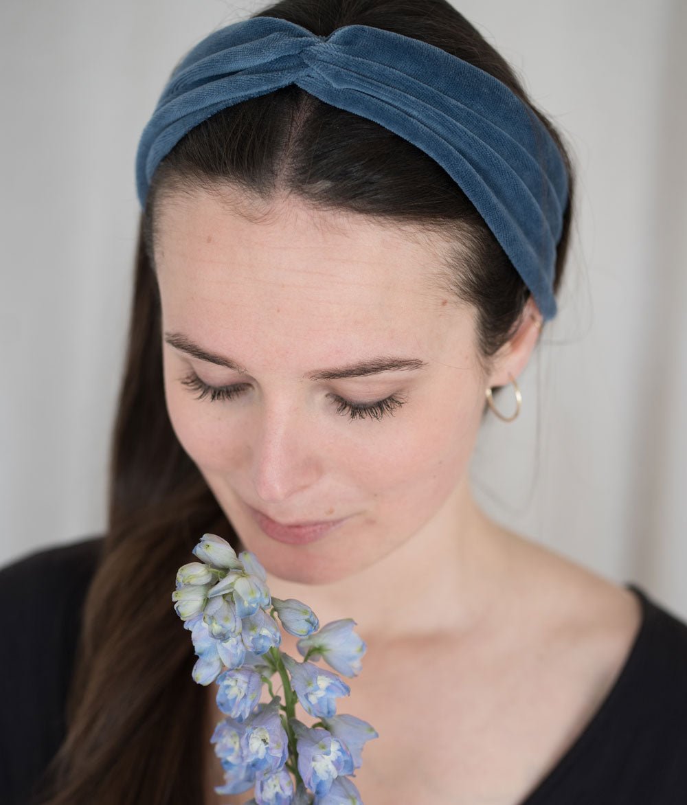 Haarband Bow aus Bio Samt - Haarbänder - obumi - 457 - Marine Blue