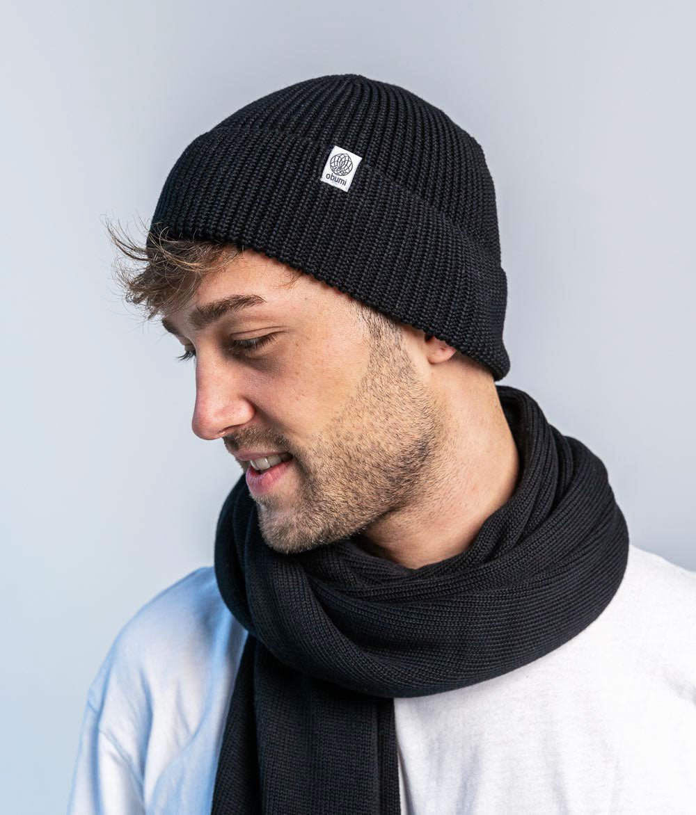 Mütze Grobstrick aus Bio Baumwolle - Mütze - obumi - 730 - Black