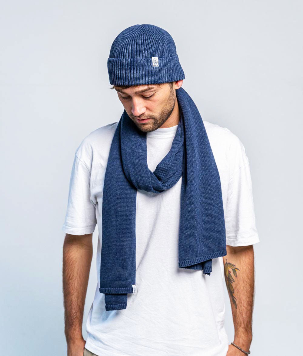 Mütze Grobstrick aus Bio Baumwolle - Mütze - obumi - 731 - Blue Melange