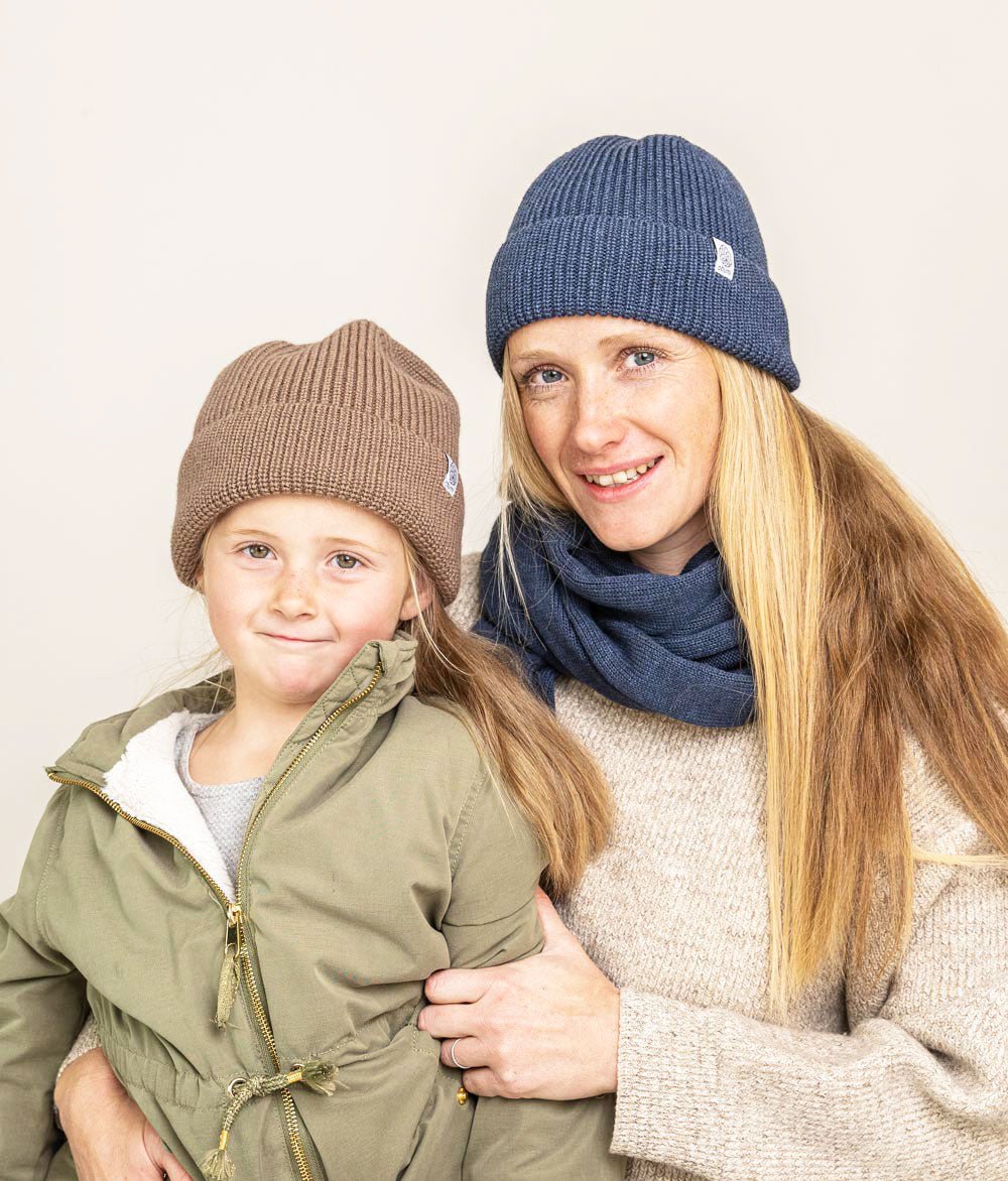 Mütze Grobstrick aus Bio Baumwolle - Mütze - obumi - 731 - Blue Melange