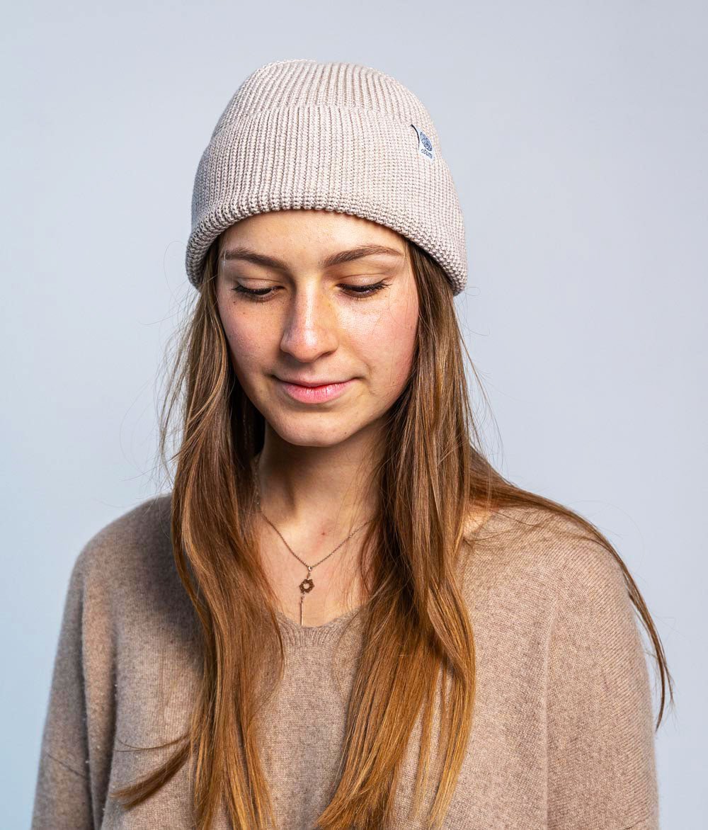 Mütze Grobstrick aus Bio Baumwolle - Mütze - obumi - 732 - Beige Melange