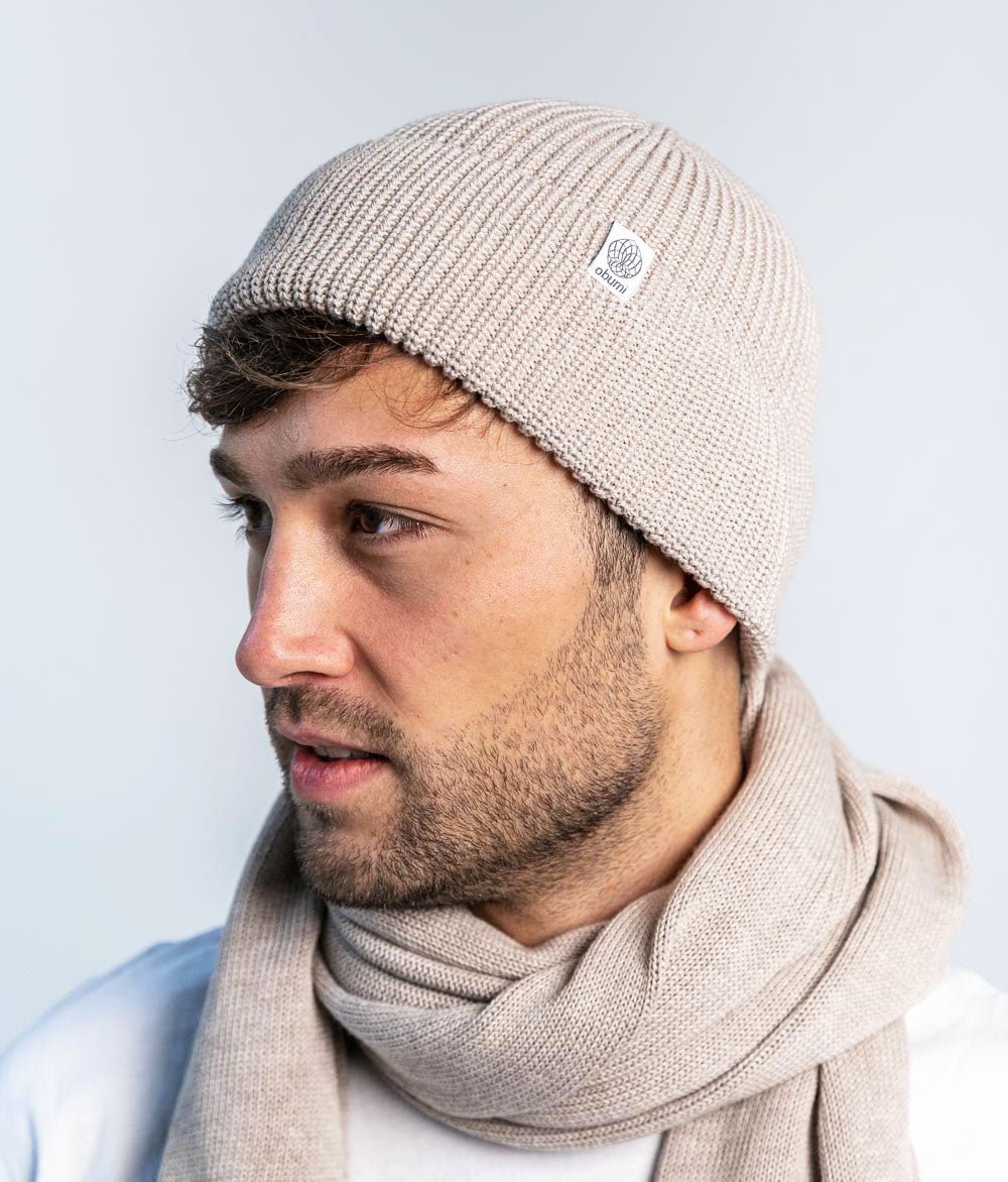 Mütze Grobstrick aus Bio Baumwolle - Mütze - obumi - 732 - Beige Melange
