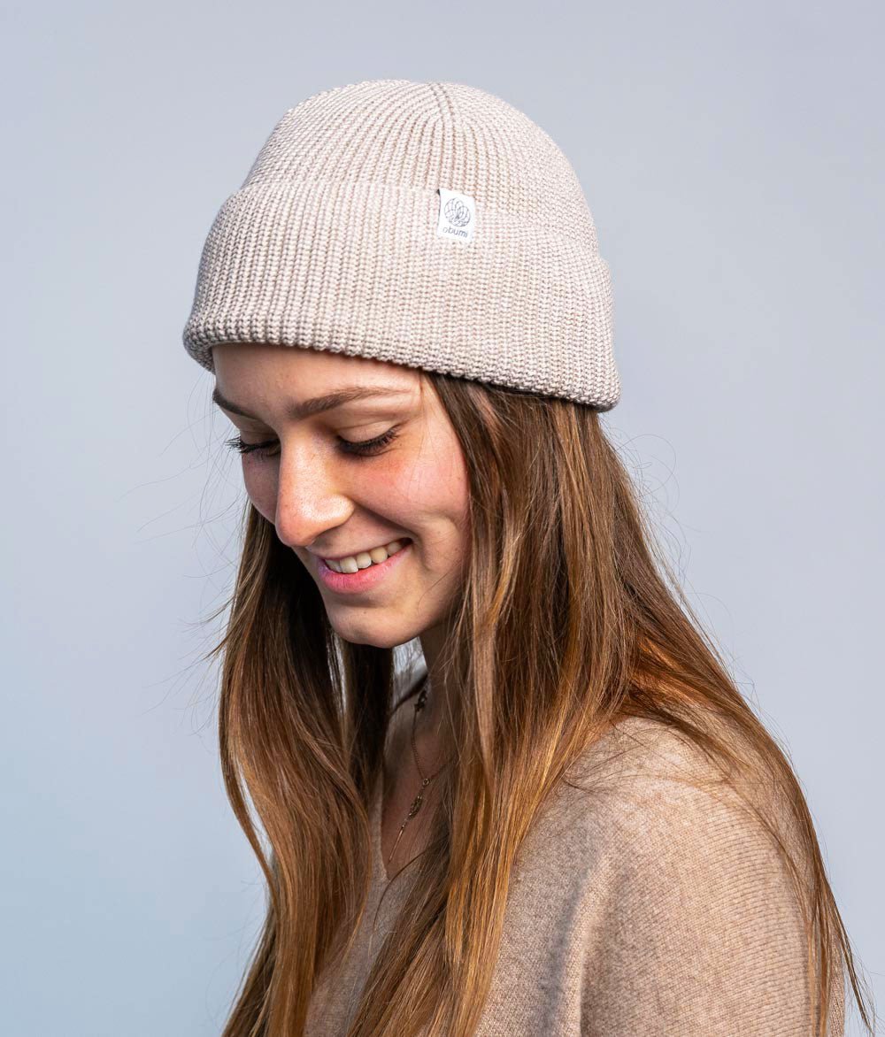 Mütze Grobstrick aus Bio Baumwolle - Mütze - obumi - 732 - Beige Melange