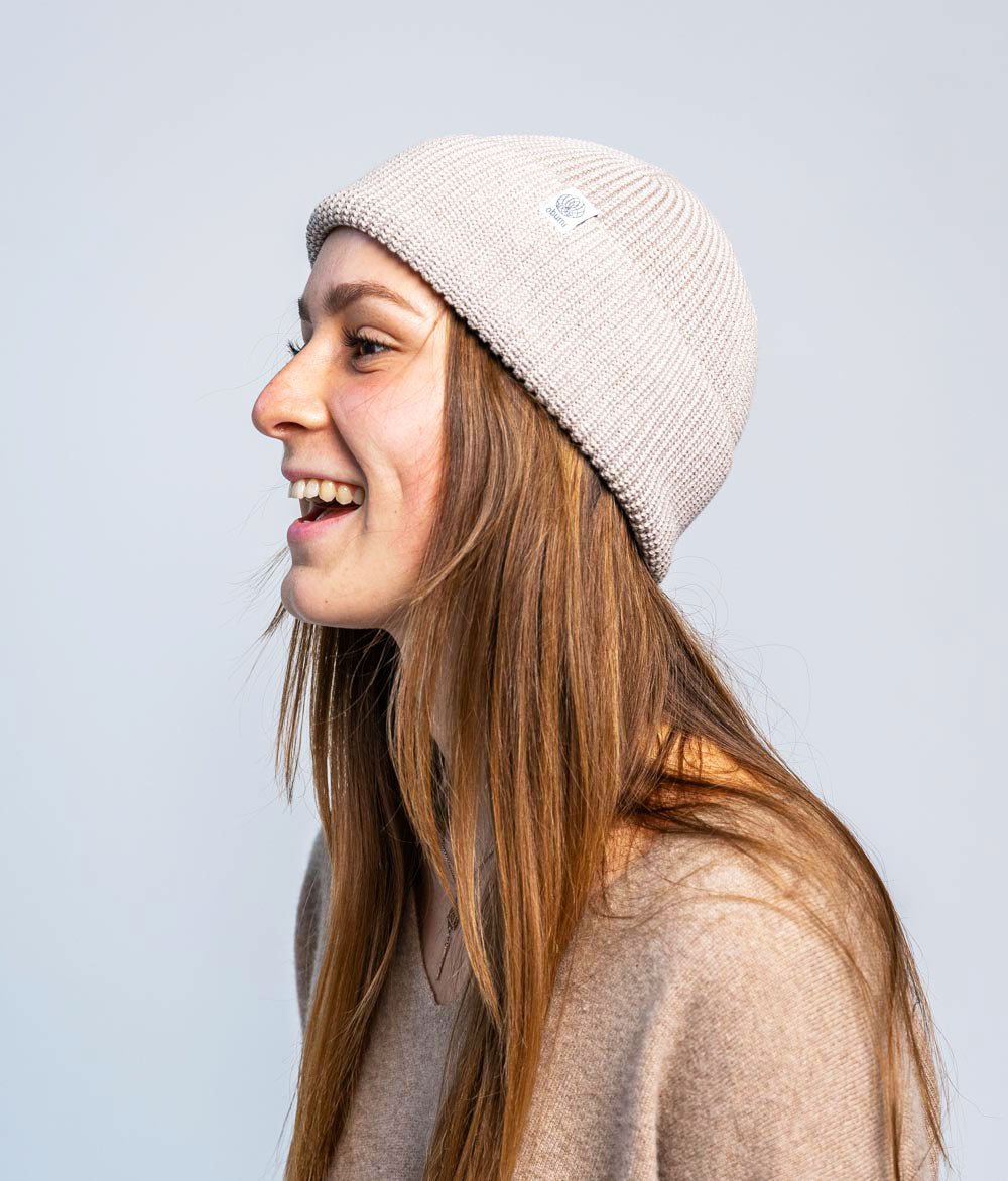 Mütze Grobstrick aus Bio Baumwolle - Mütze - obumi - 732 - Beige Melange