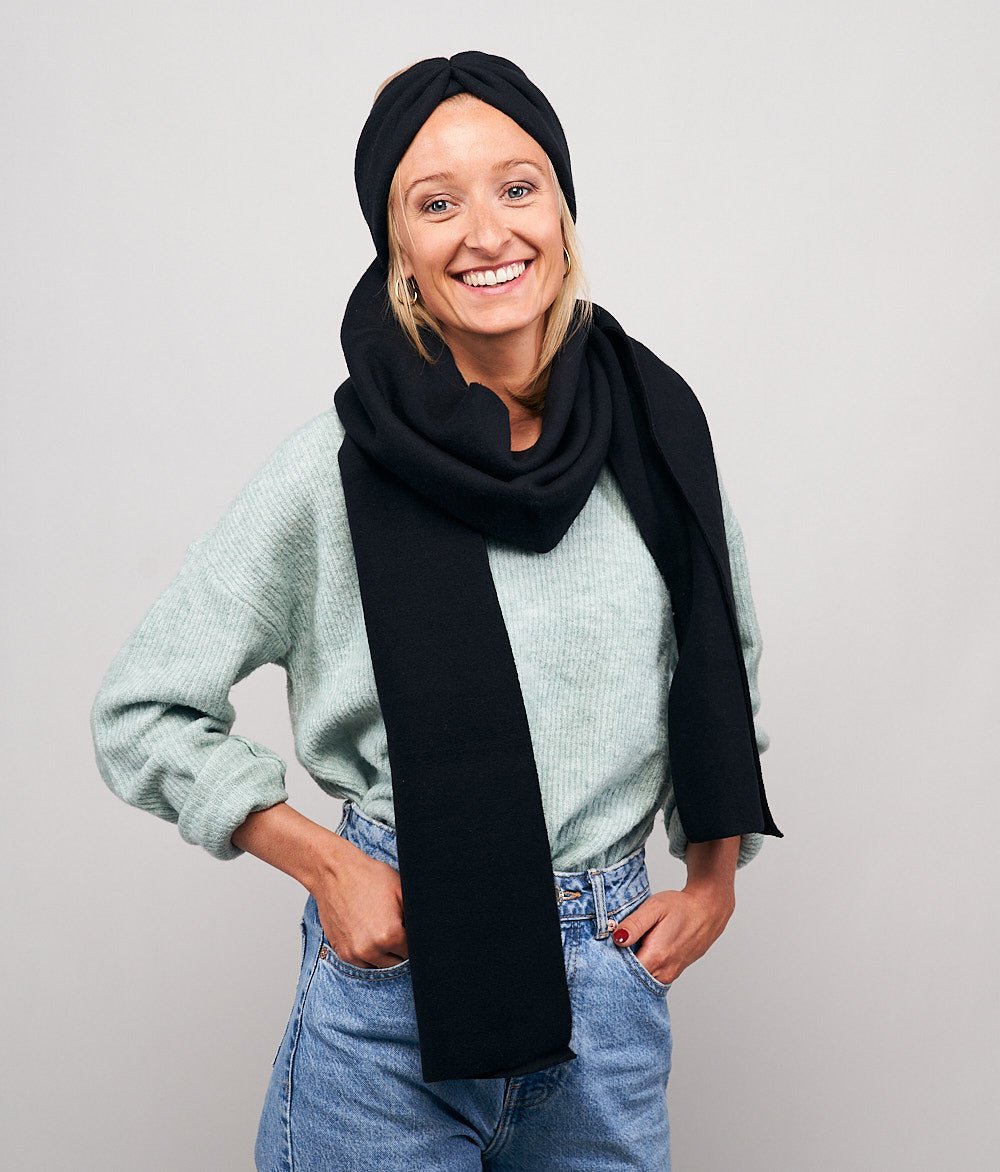 Schal aus Bio Baumwolle - obumi - 200 - Black