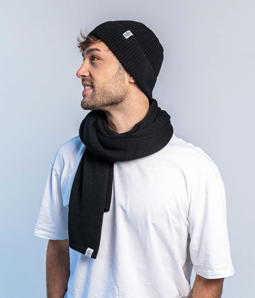 Schal Feinstrick aus Bio Baumwolle - Schals & Tücher - obumi - 760 - Black