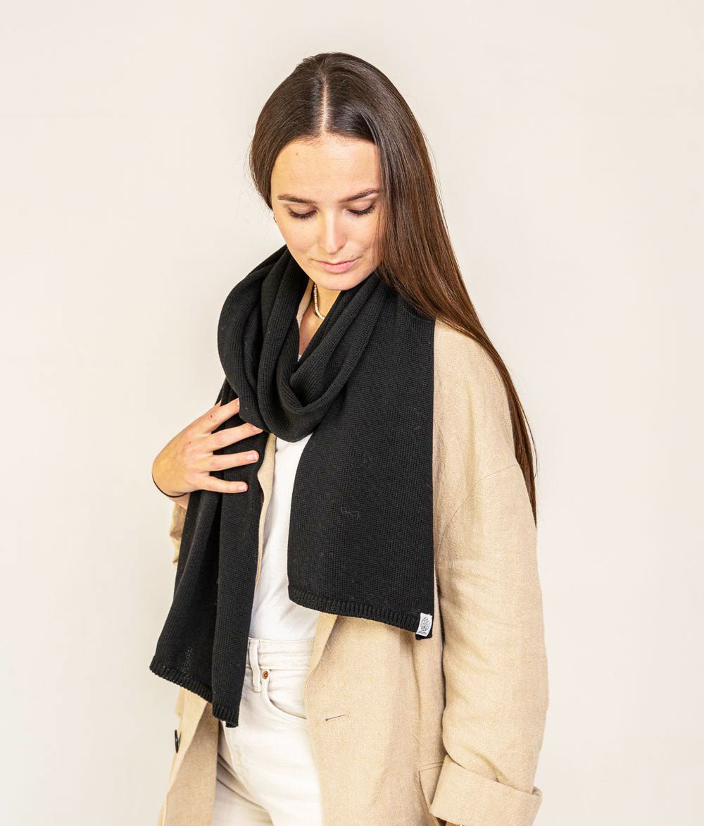 Schal Feinstrick aus Bio Baumwolle - Schals & Tücher - obumi - 760 - Black