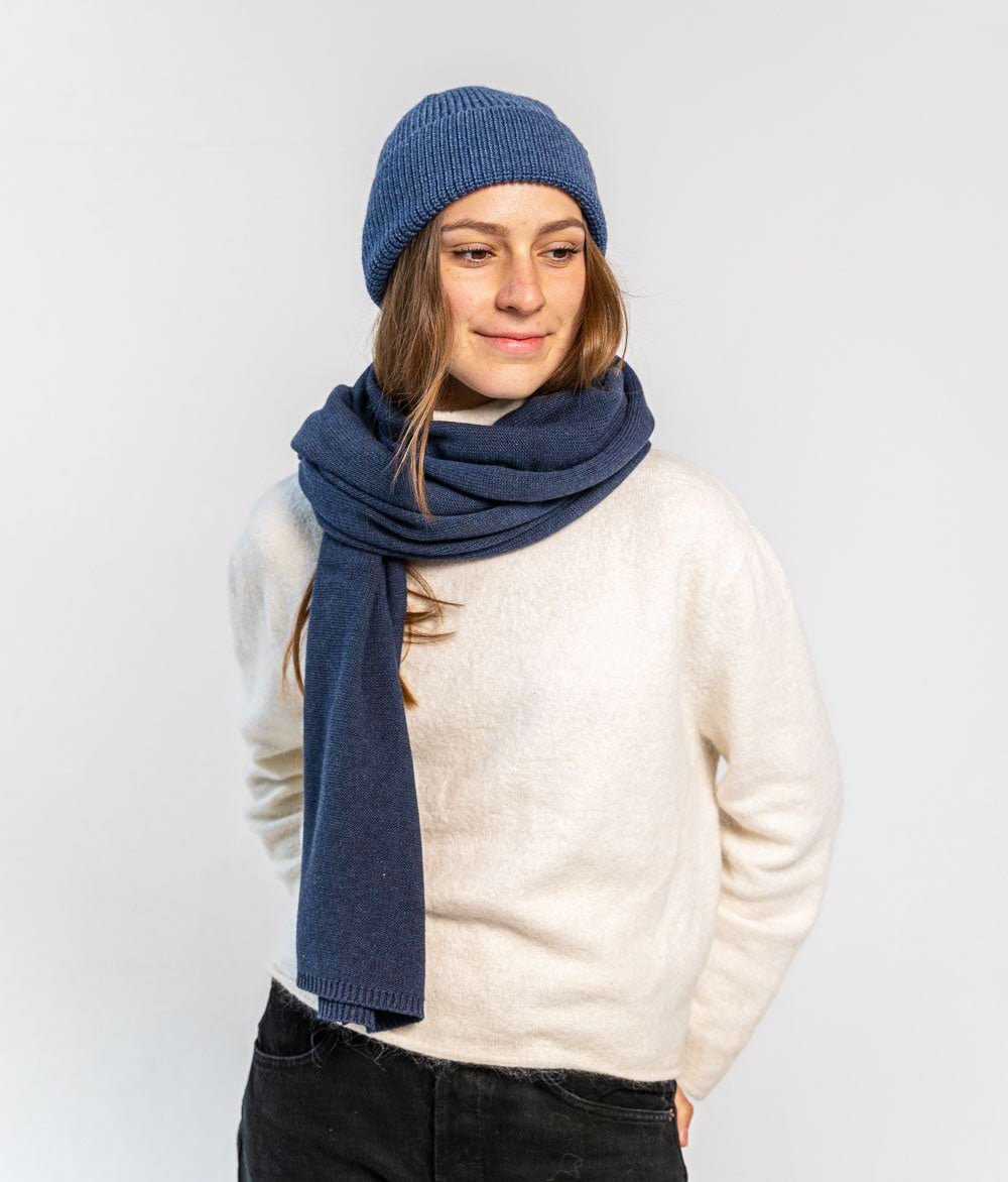 Schal Feinstrick aus Bio Baumwolle - Schals & Tücher - obumi - 761 - Blue Melange