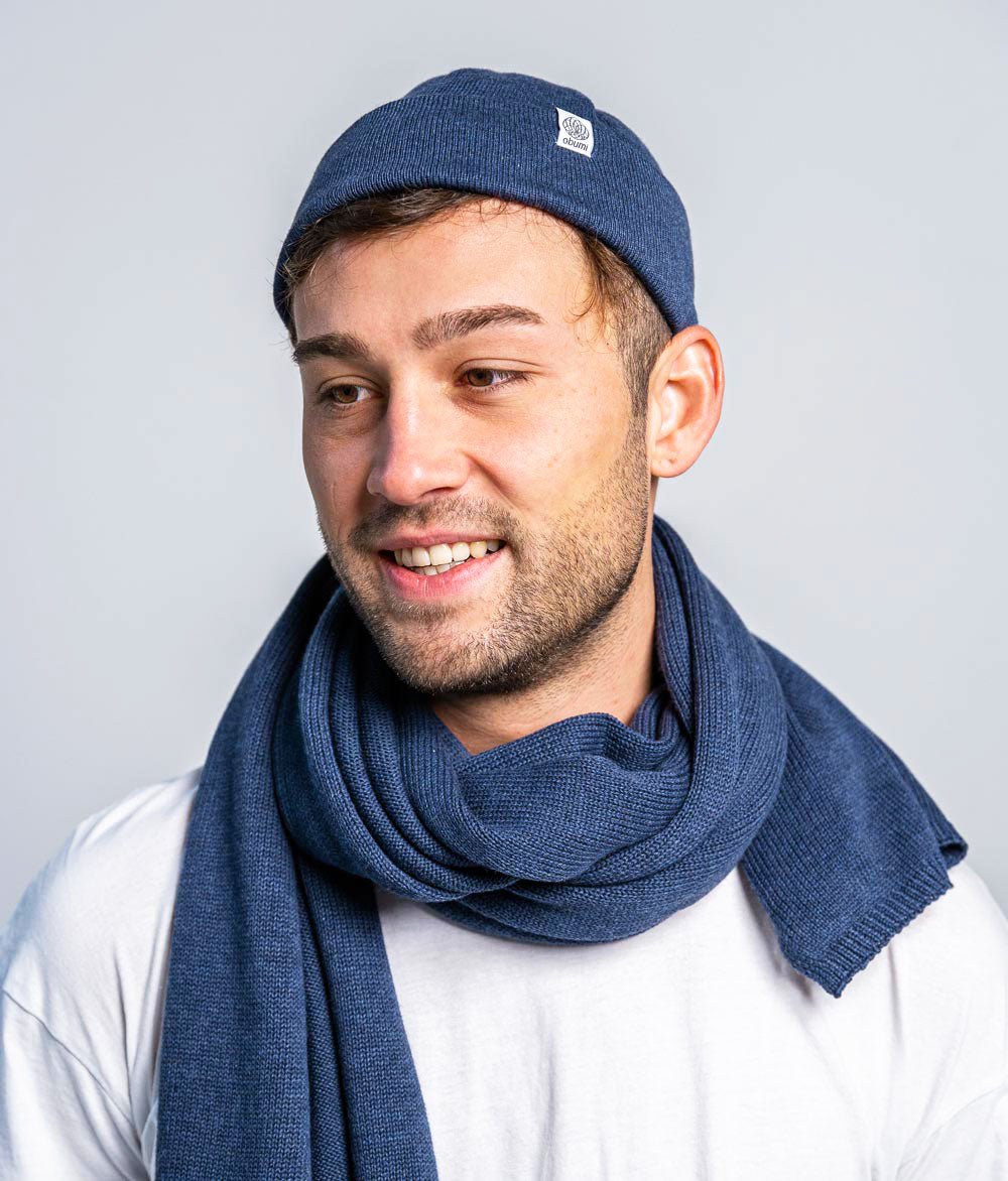 Schal Feinstrick aus Bio Baumwolle - Schals & Tücher - obumi - 761 - Blue Melange