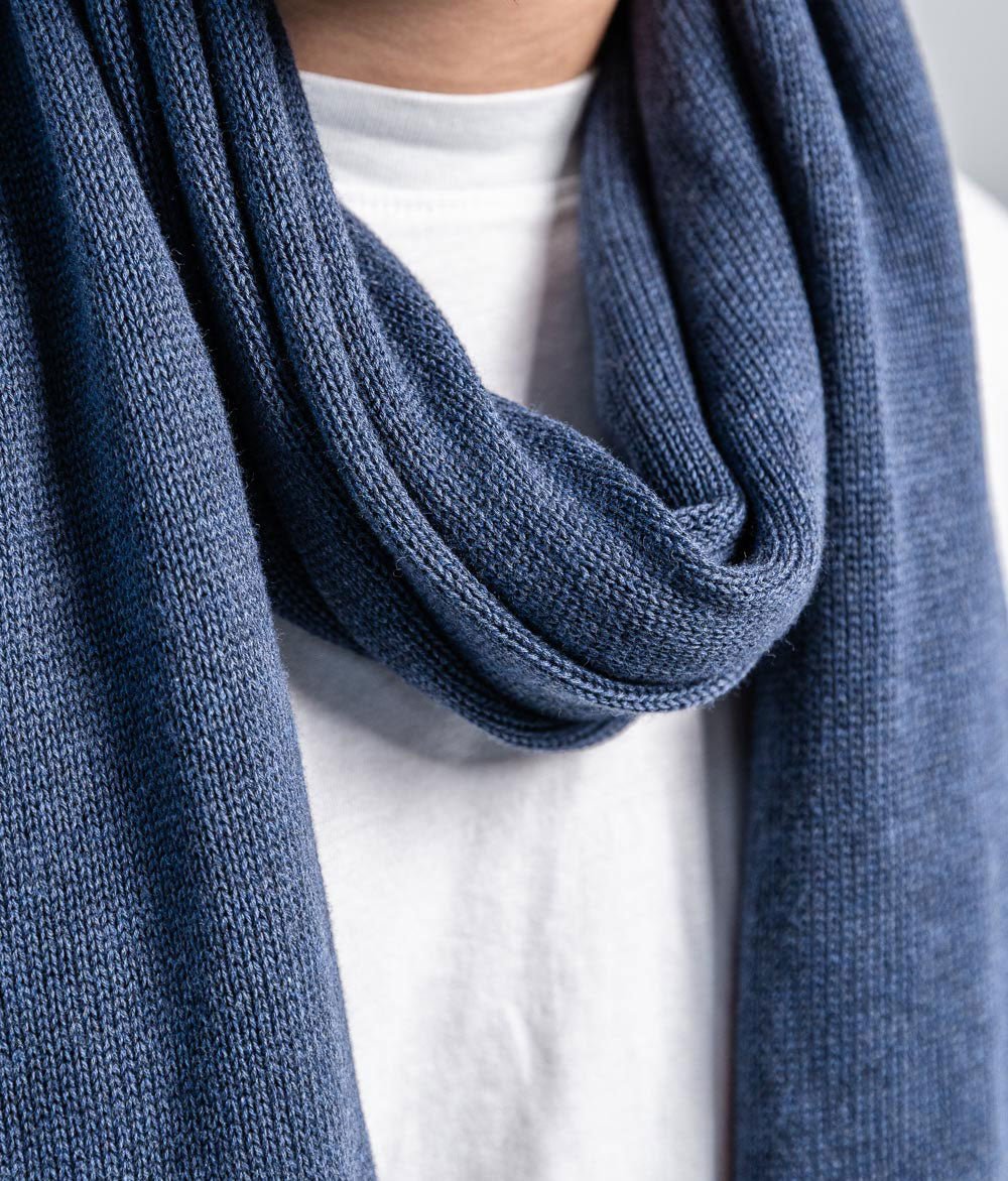 Schal Feinstrick aus Bio Baumwolle - Schals & Tücher - obumi - 761 - Blue Melange