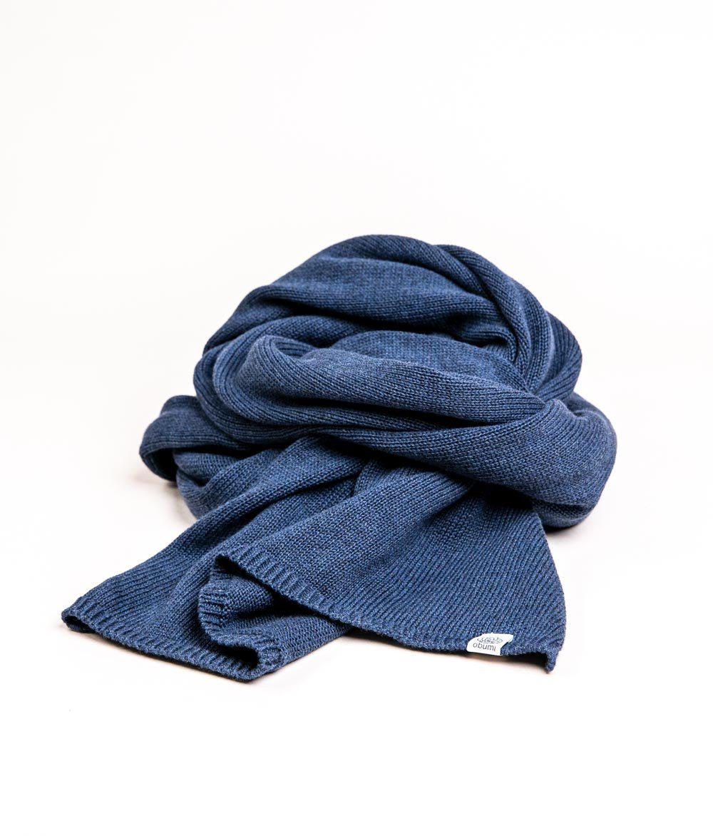 Schal Feinstrick aus Bio Baumwolle - Schals & Tücher - obumi - 761 - Blue Melange