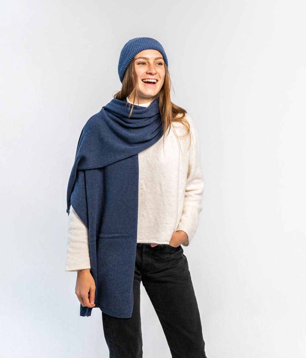 Schal Feinstrick aus Bio Baumwolle - Schals & Tücher - obumi - 761 - Blue Melange