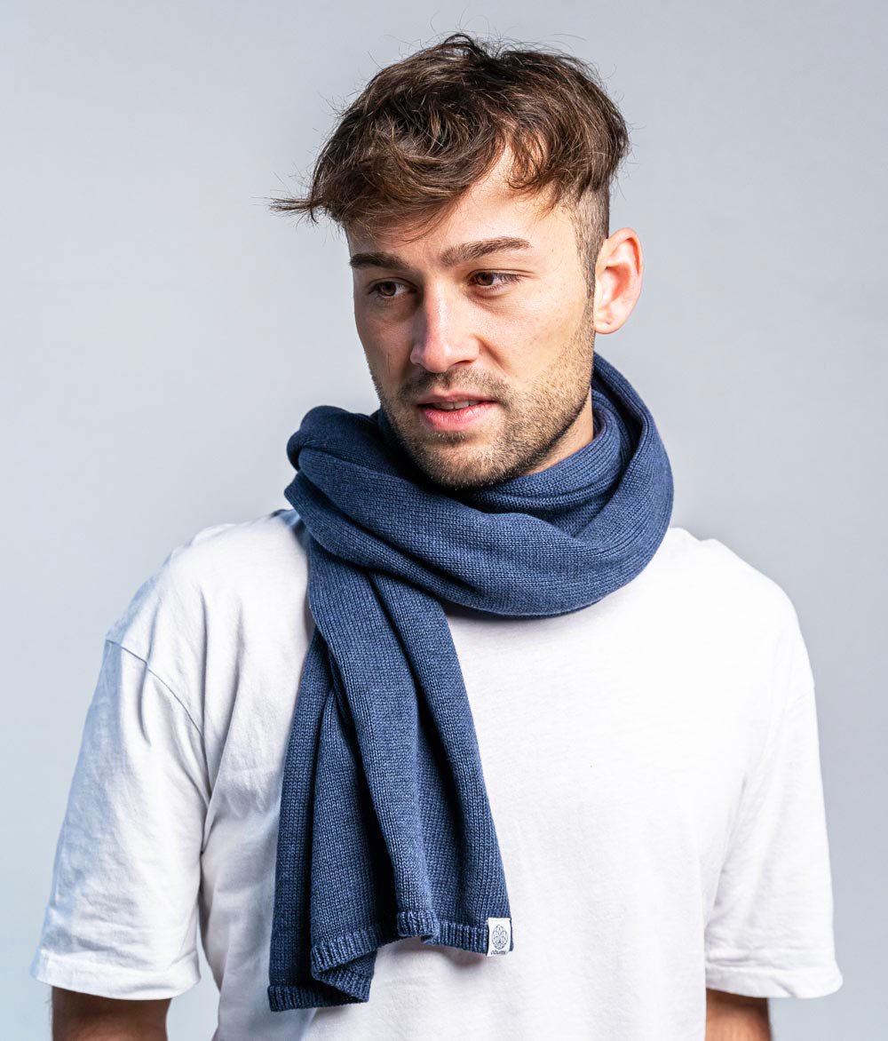 Schal Feinstrick aus Bio Baumwolle - Schals & Tücher - obumi - 761 - Blue Melange