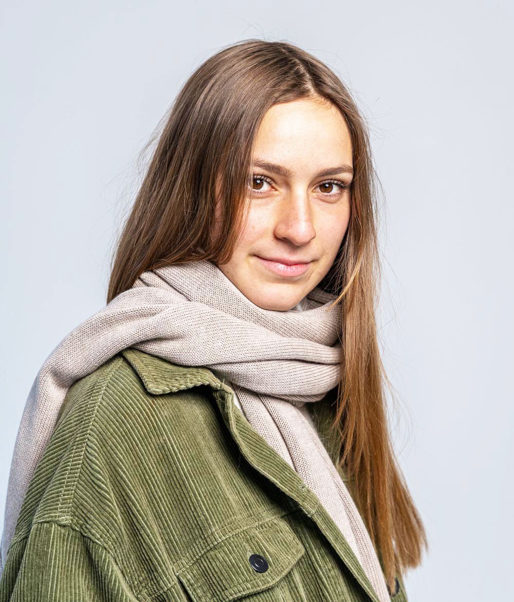 Schal Feinstrick aus Bio Baumwolle - Schals & Tücher - obumi - 762 - Beige Melange