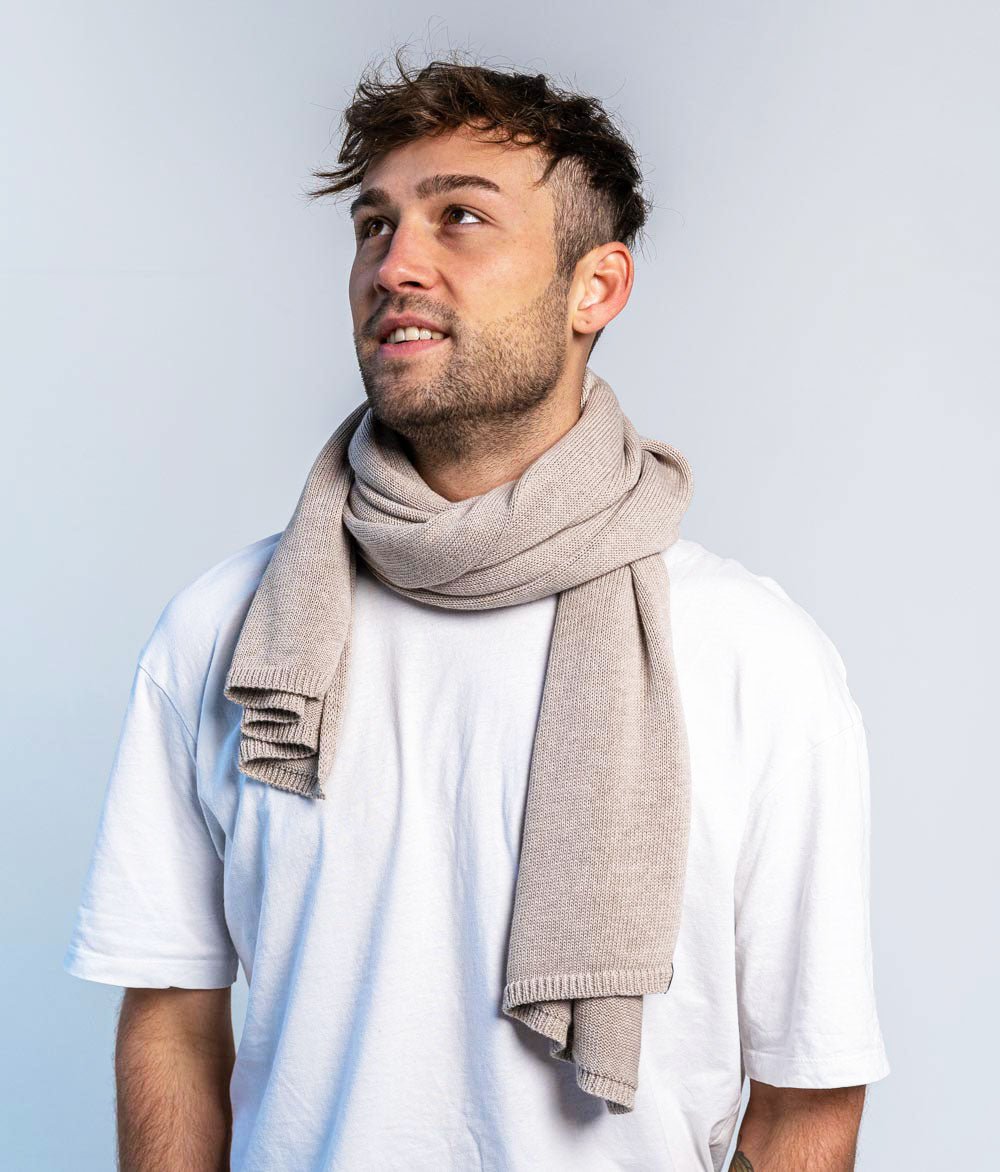 Schal Feinstrick aus Bio Baumwolle - Schals & Tücher - obumi - 762 - Beige Melange