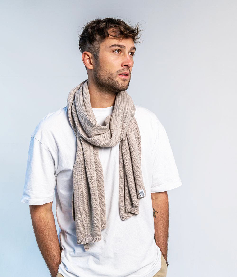 Schal Feinstrick aus Bio Baumwolle - Schals & Tücher - obumi - 762 - Beige Melange