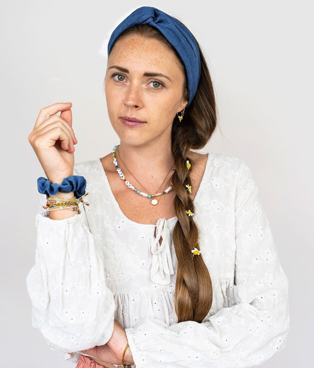 Scrunchie aus Leinen - Haargummis - obumi - 272 - Ocean Blue