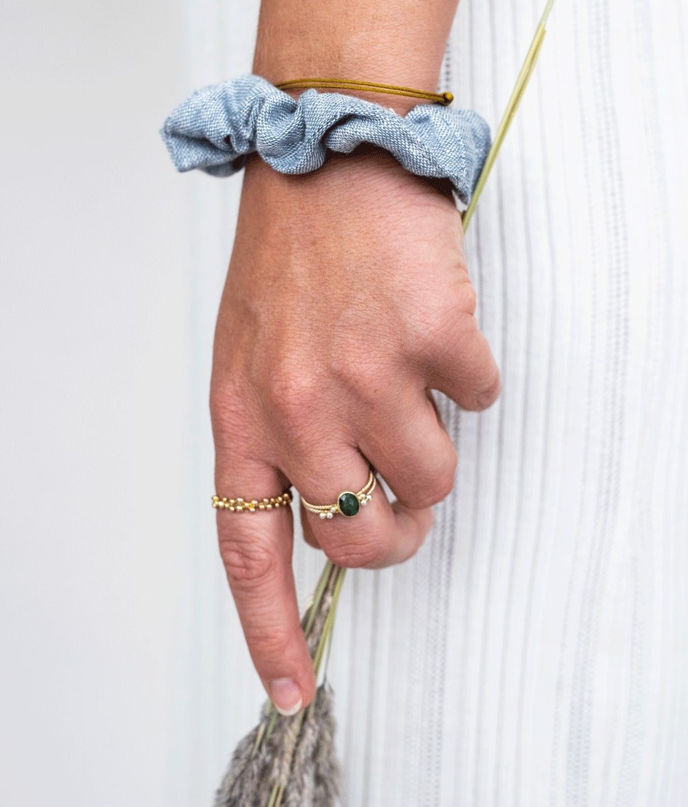 Scrunchie aus Leinen - Haargummis - obumi - 273 - Blue Melange