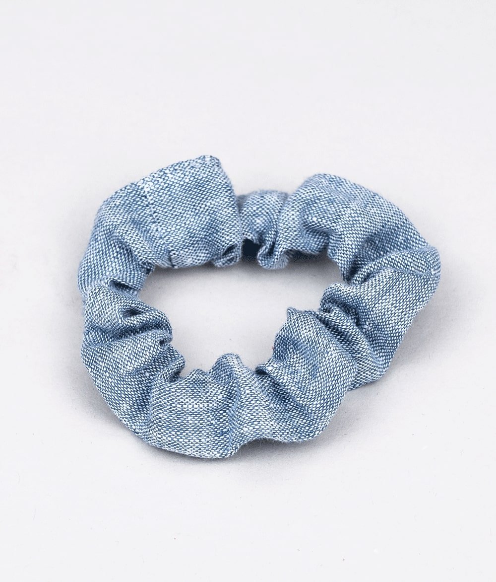 Scrunchie aus Leinen - Haargummis - obumi - 273 - Blue Melange