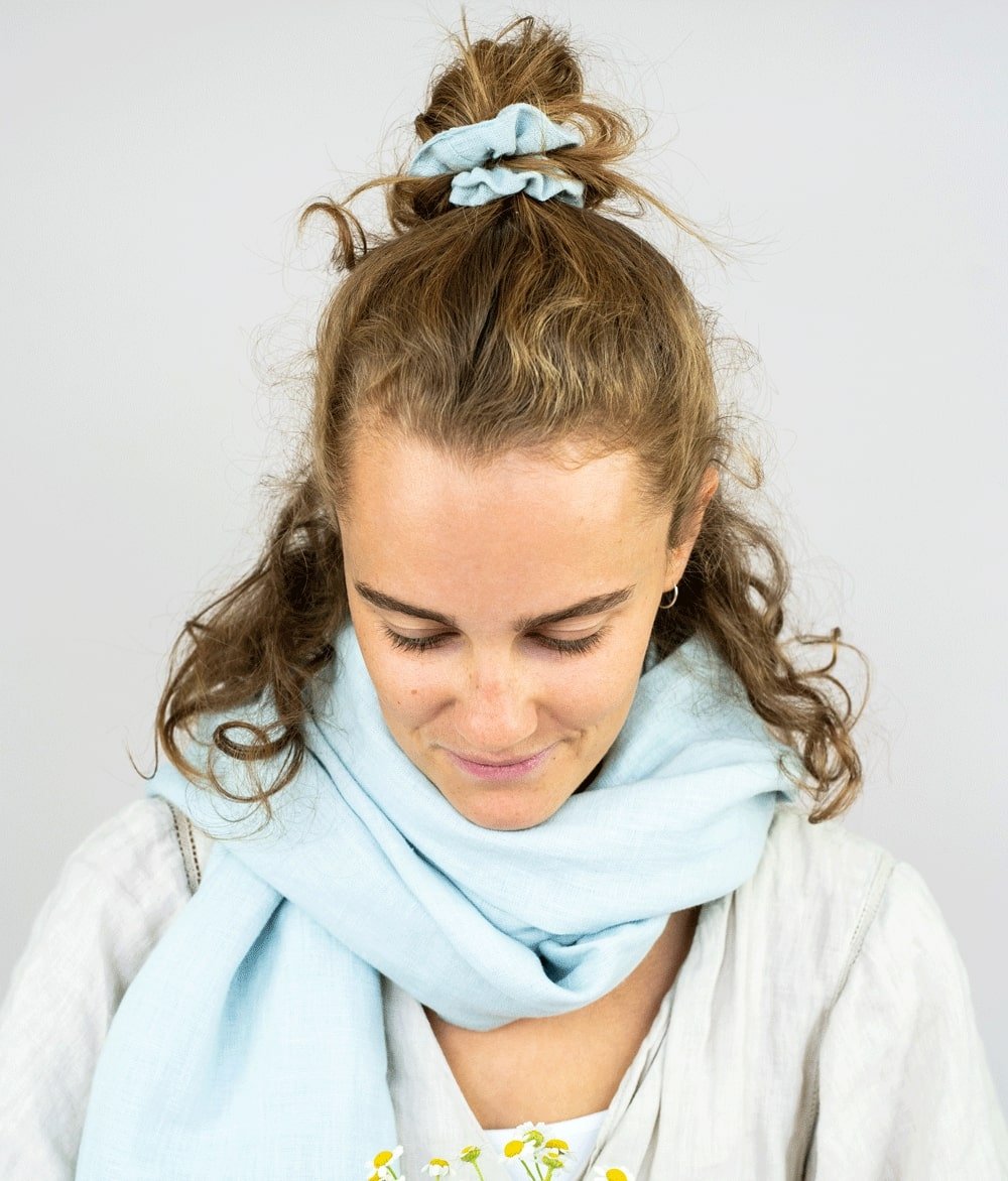 Scrunchie aus Leinen - Haargummis - obumi - 278 - Sky Blue