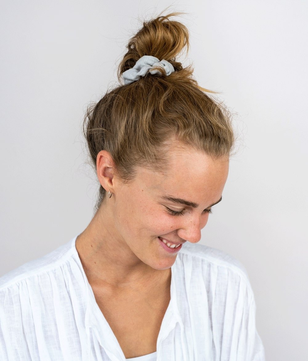 Scrunchie aus Leinen - Haargummis - obumi - 279 - Light Grey