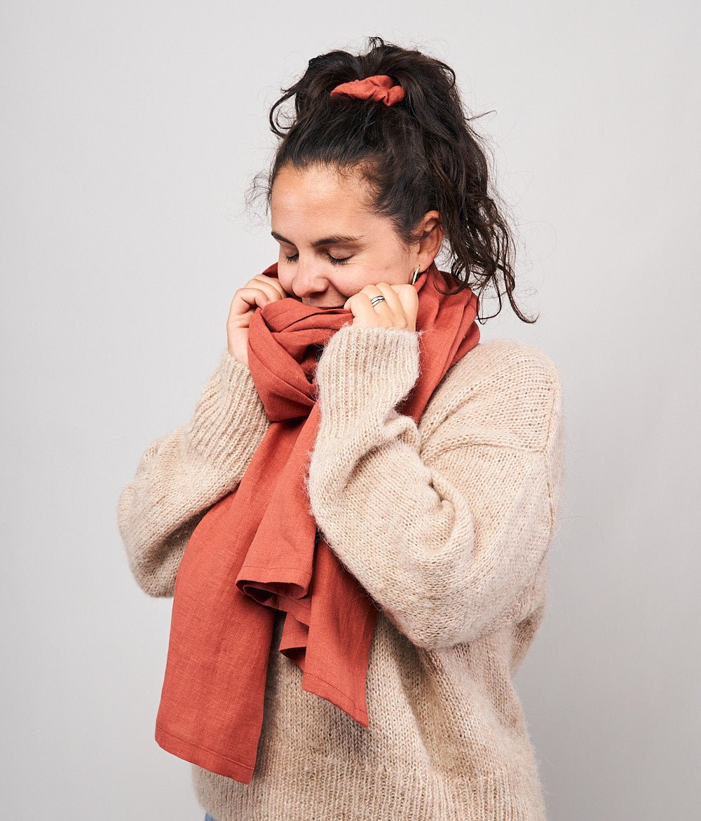 Scrunchie aus Leinen - Haargummis - obumi - 281 - Rost