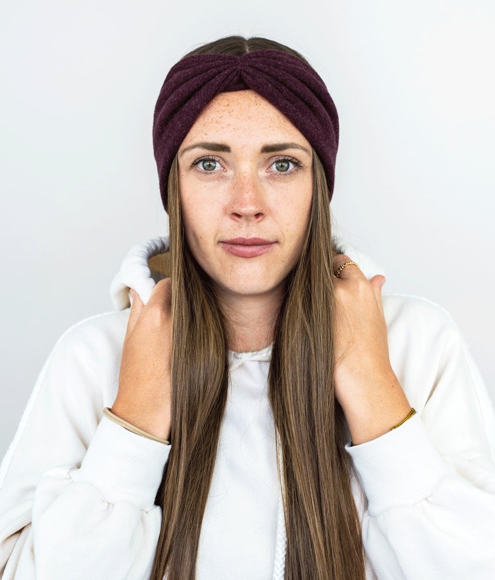 Stirnband Bow aus Bio Baumwolle - Stirnbänder - obumi - 132 - Burgundy