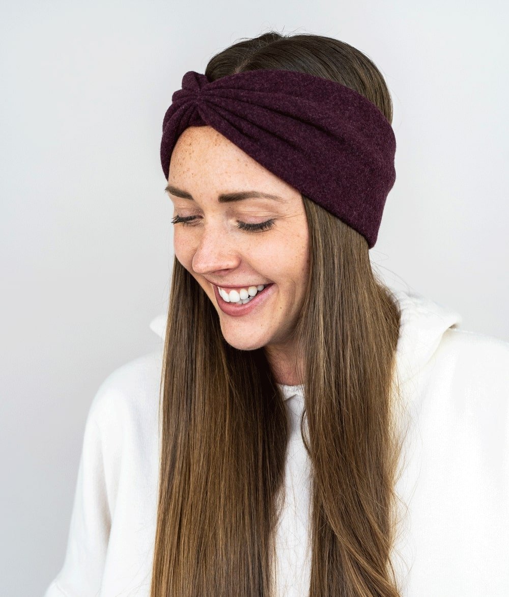 Stirnband Bow aus Bio Baumwolle - Stirnbänder - obumi - 132 - Burgundy