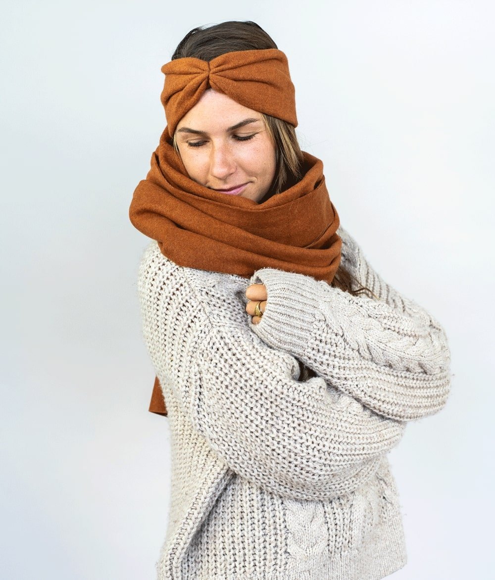 Stirnband Bow aus Bio Baumwolle - Stirnbänder - obumi - 134 - Rost