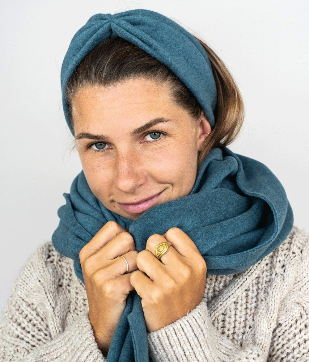 Stirnband Bow aus Bio Baumwolle - Stirnbänder - obumi - 137 - Aquamarine