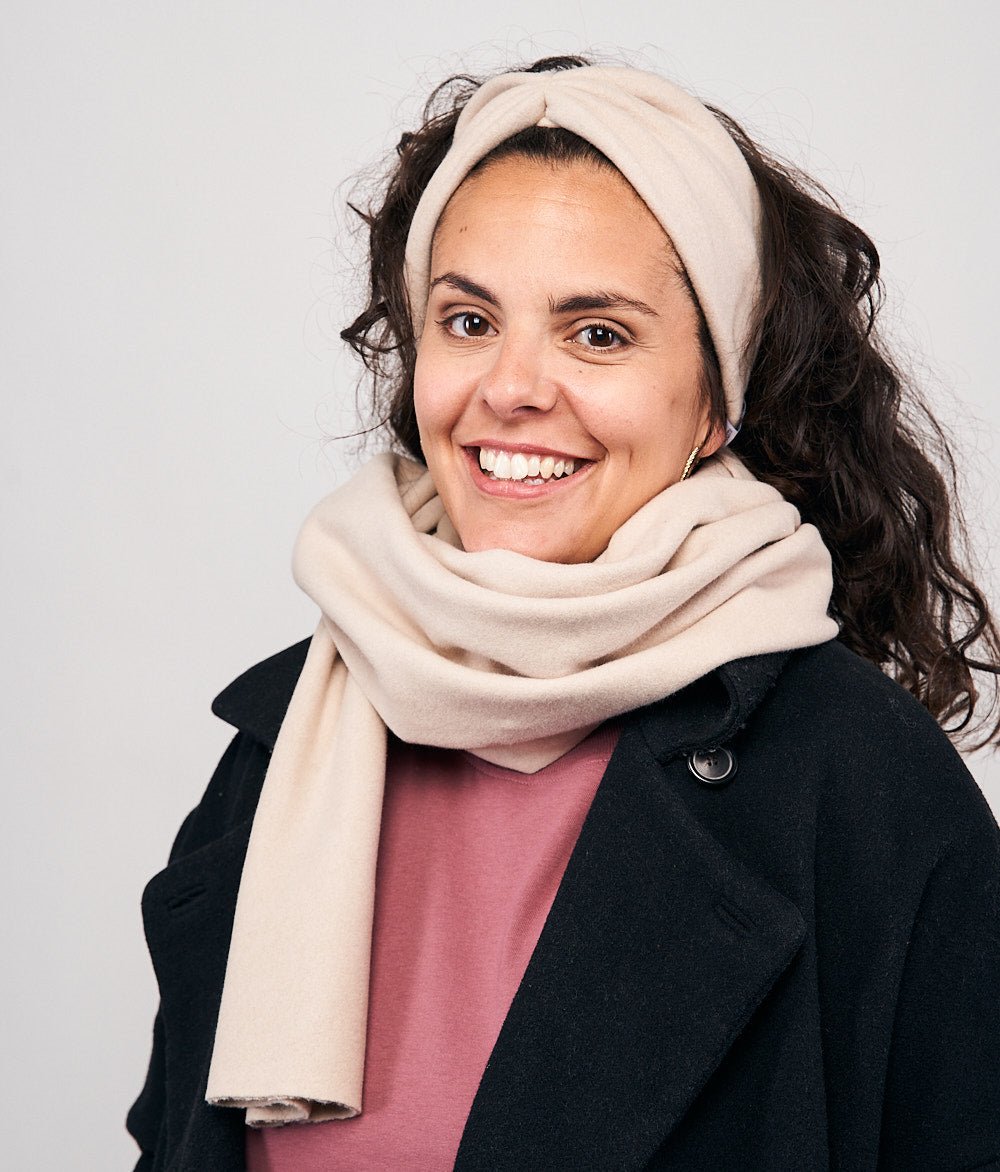 Stirnband Bow & Schal aus Bio Baumwolle - obumi - Beige