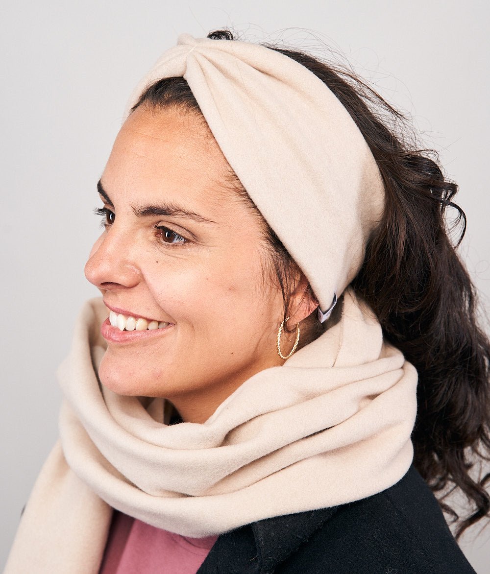 Stirnband Bow & Schal aus Bio Baumwolle - obumi - Beige