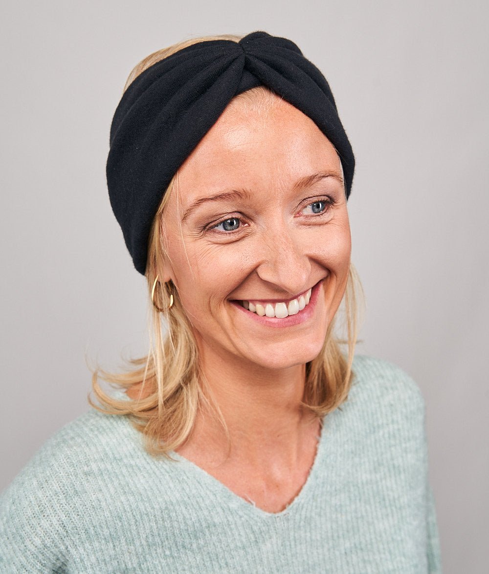 Stirnband Bow & Schal aus Bio Baumwolle - obumi - Black