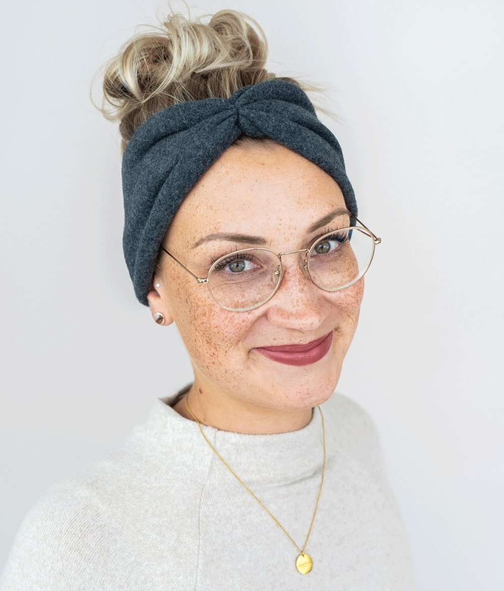 Stirnband Bow & Schal aus Bio Baumwolle - obumi - Black Melange