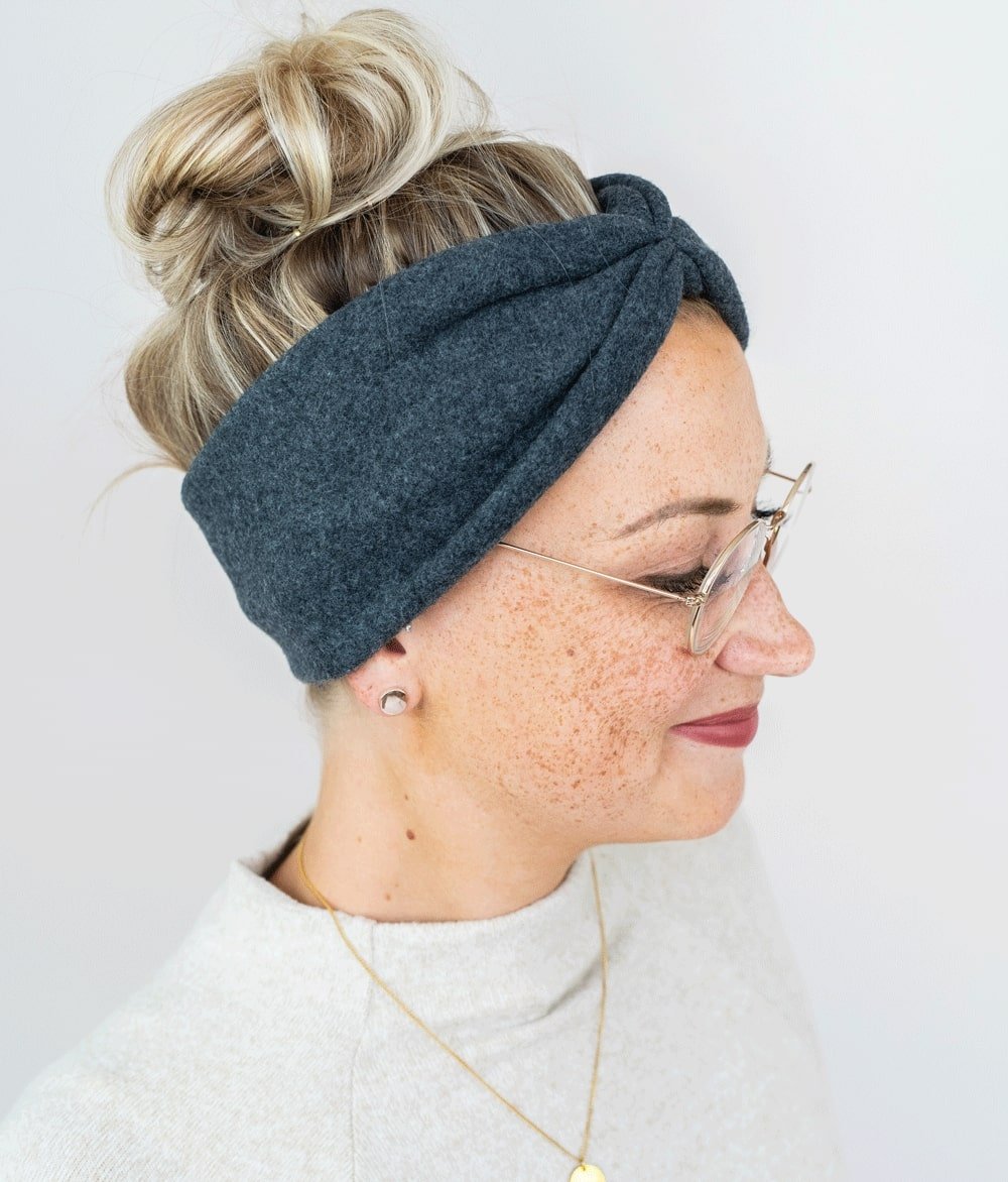 Stirnband Bow & Schal aus Bio Baumwolle - obumi - Black Melange