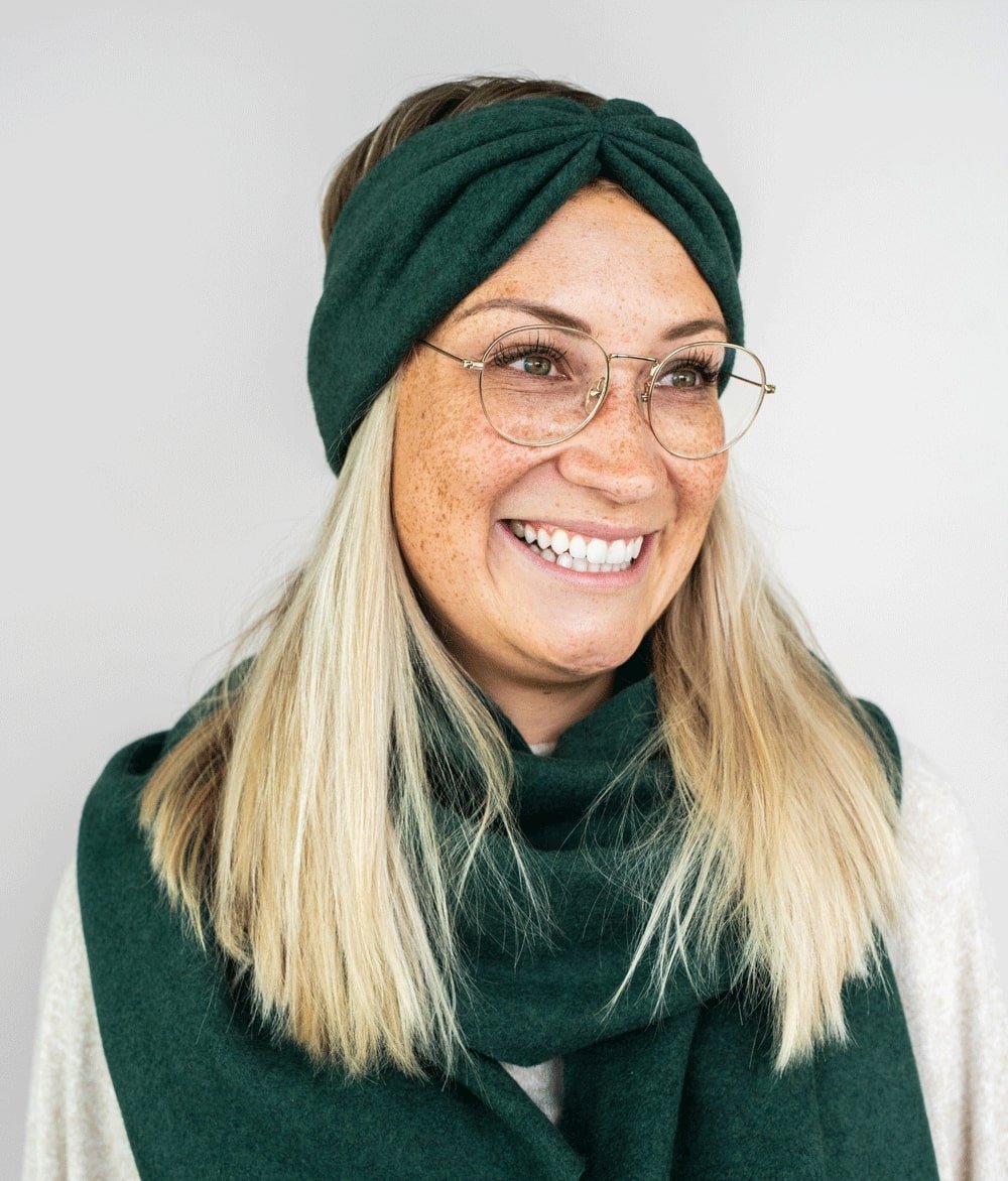 Stirnband Bow & Schal aus Bio Baumwolle - obumi - Forest Green