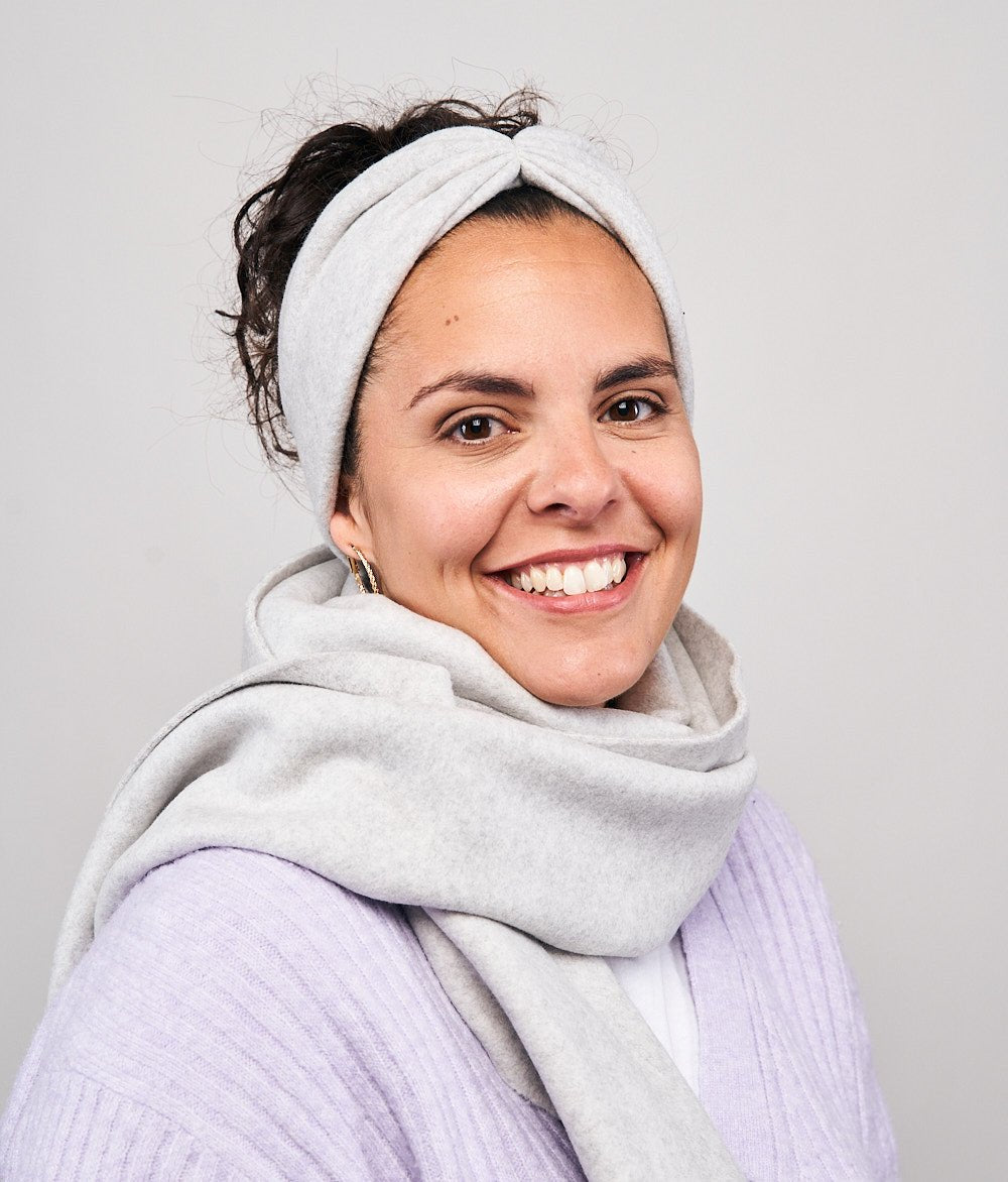 Stirnband Bow & Schal aus Bio Baumwolle - obumi - Light Grey