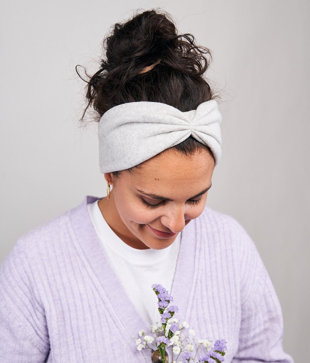 Stirnband Bow & Schal aus Bio Baumwolle - obumi - Light Grey