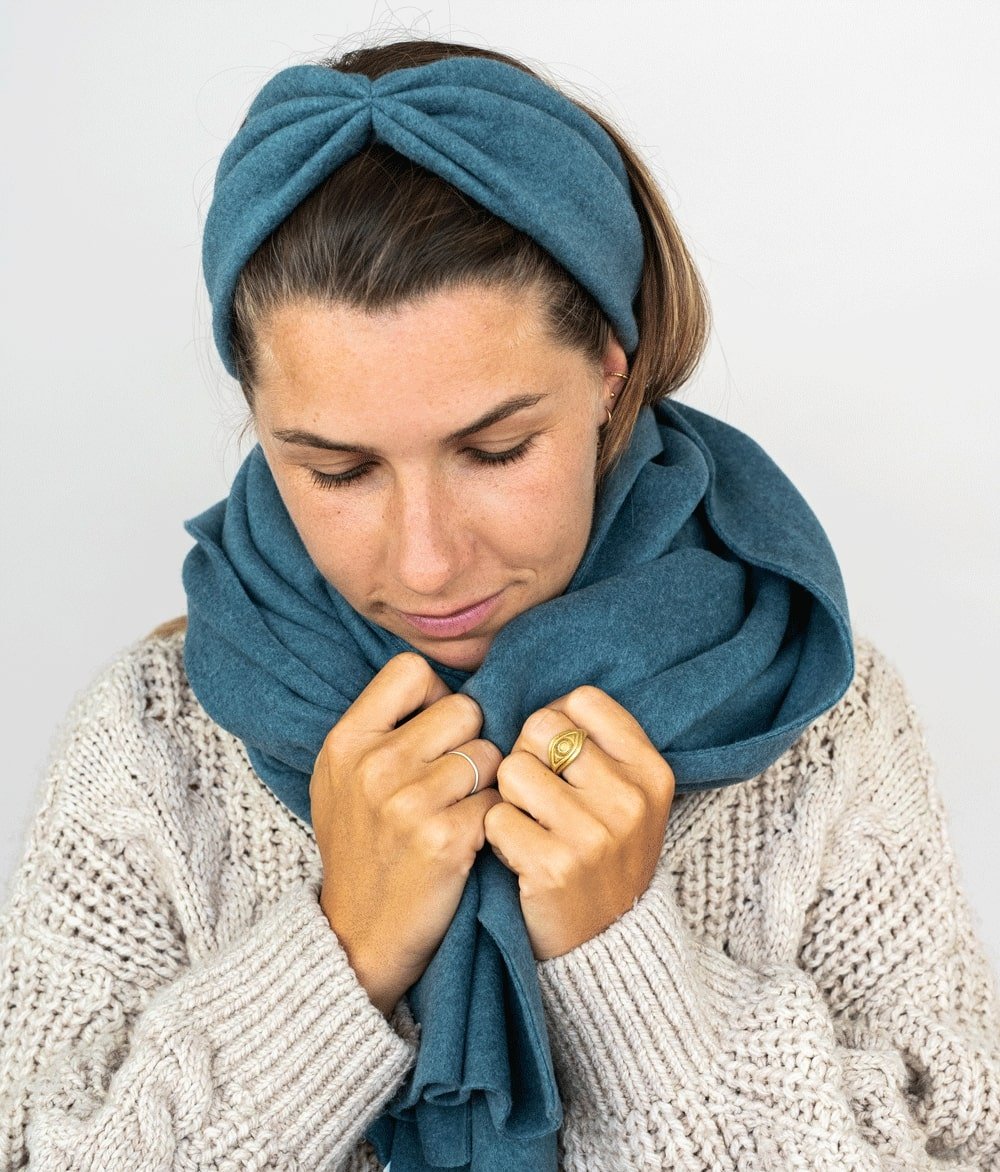 Stirnband Bow & Schal aus Bio Baumwolle - obumi - Soft Grey